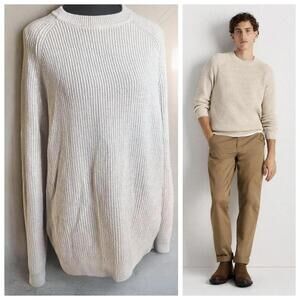 Quince Cream Ribbed Knit Sweater Organic Cotton Minimalist Quiet Luxury Men